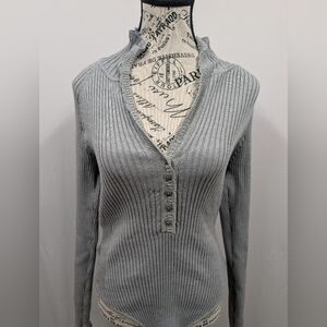 Intimately Free People Gray Ribbed Bodysuit